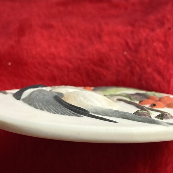 Chickadee Branch Ornament Signed LE 1989 Handpainted Ceramic Raised Design 3.5" - Picture 16 of 16